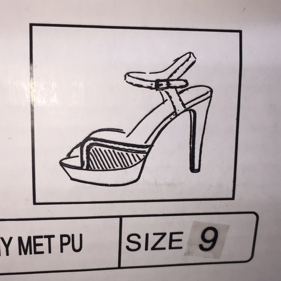 Qupid Ladies Platform Heels Pumps 5” Gold Shiny Metallic Open Toe Size 9 - Picture 14 of 16